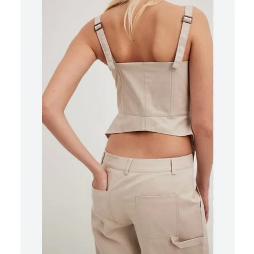 NWT NA-KD Cargo Corset Top Beige Tan Bustier Style Women’s Size US2